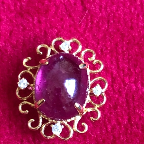 18k gold natural ruby with diamonds set - Picture 4 of 5